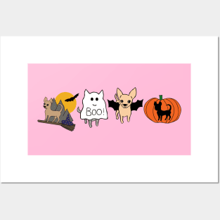 Pink Halloween Chihuahuas - smooth coat chihuahuas - Halloween chihuahuas tee Posters and Art